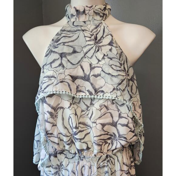 Foxiedox Amina Pompom Halter Tea Length Midi Dress sz L - Picture 3 of 5